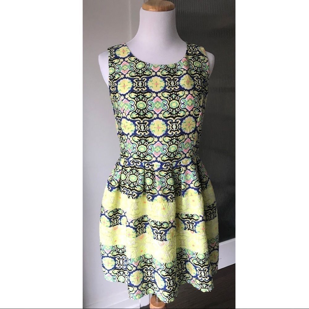 Bright patterned fit & flare dress